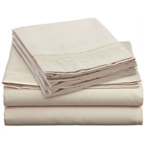 5---King size 4-Piece Sheet Set in Beige Cream Brushed Microfiber