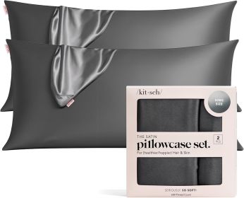 Kitsch Satin Pillowcase, Softer Than Silk Pillow Cases, Cooling Pillow Covers, King Size Pillow Cases Set of 2, Satin Pillowcase with Zipper for