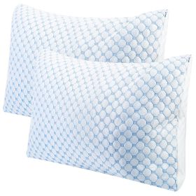Cooling Memory Foam Pillow Ventilated Soft Bed Pillow w/ Cooling Gel Infused Memory Foam Heat Moisture Reducing Cooling Fiber Breathable Machine Washa (Option: 2Pc)