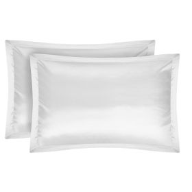 2 Pack Soft Silky Satin Pillow Case Hypoallergenic Breathable Bed Pillow Cover Queen Size Pillowcase Great for Hair Skin (Option: White)